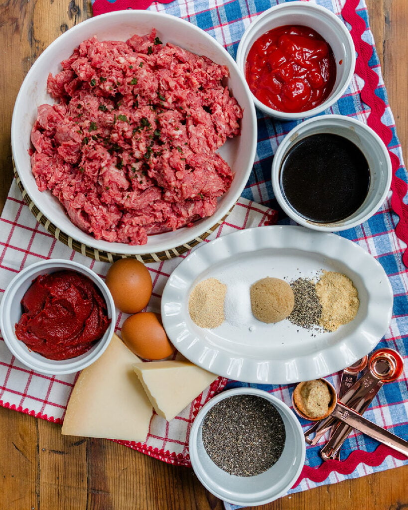 The ingredients and seasonings to make the best sloppy joes.