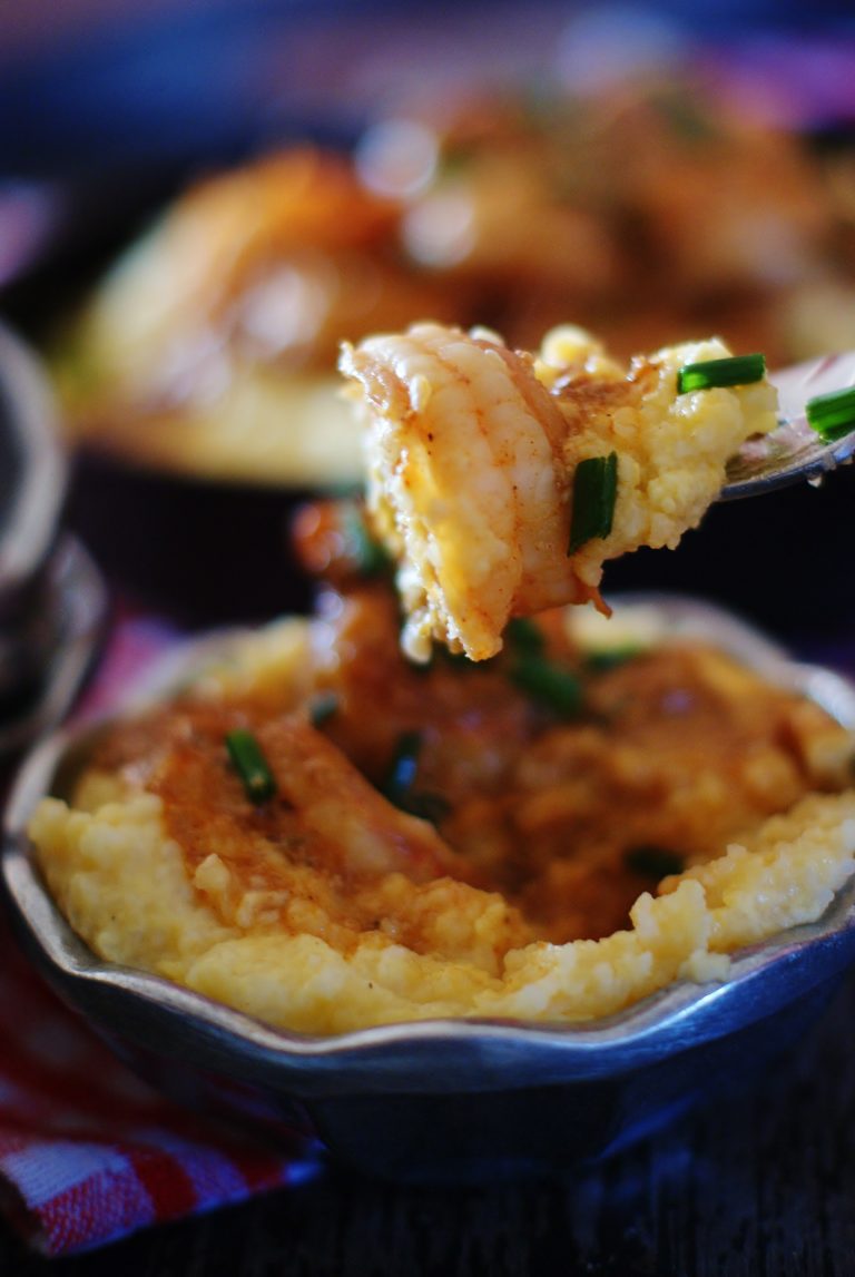 Smoked Gouda Cheese Grits & BBQ Shrimp southern discourse