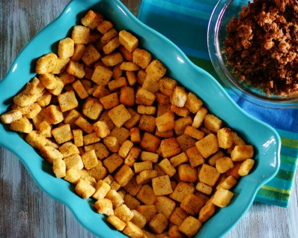 Overnight Sausage Breakfast Casserole with Croutons - Southern Discourse