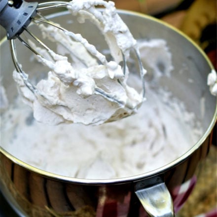 The stiff peaks of homemade cinnamon whipped cream