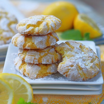 Lemon Cookie stack with a bite.