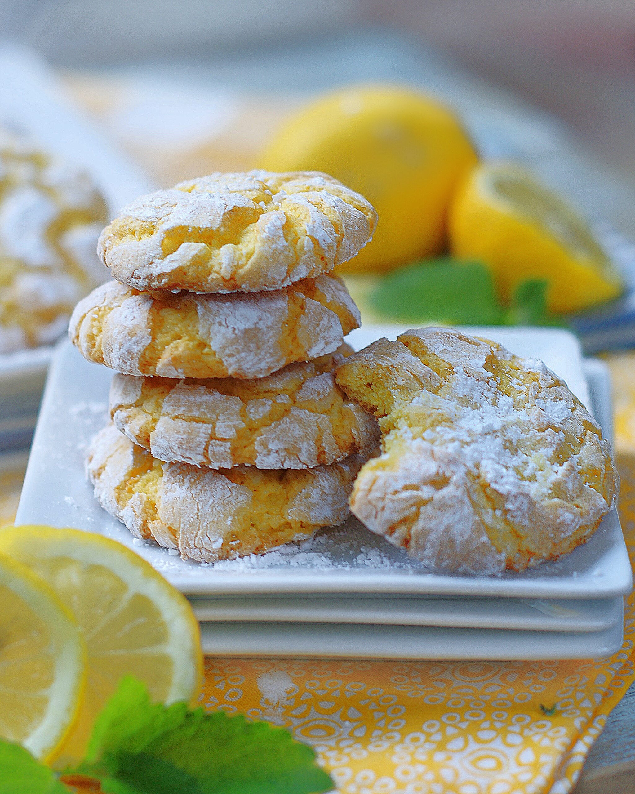 Lemon Cookie stack with a bite.