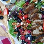 Summer berry salad with balsamic dressing and pork tenderloin.