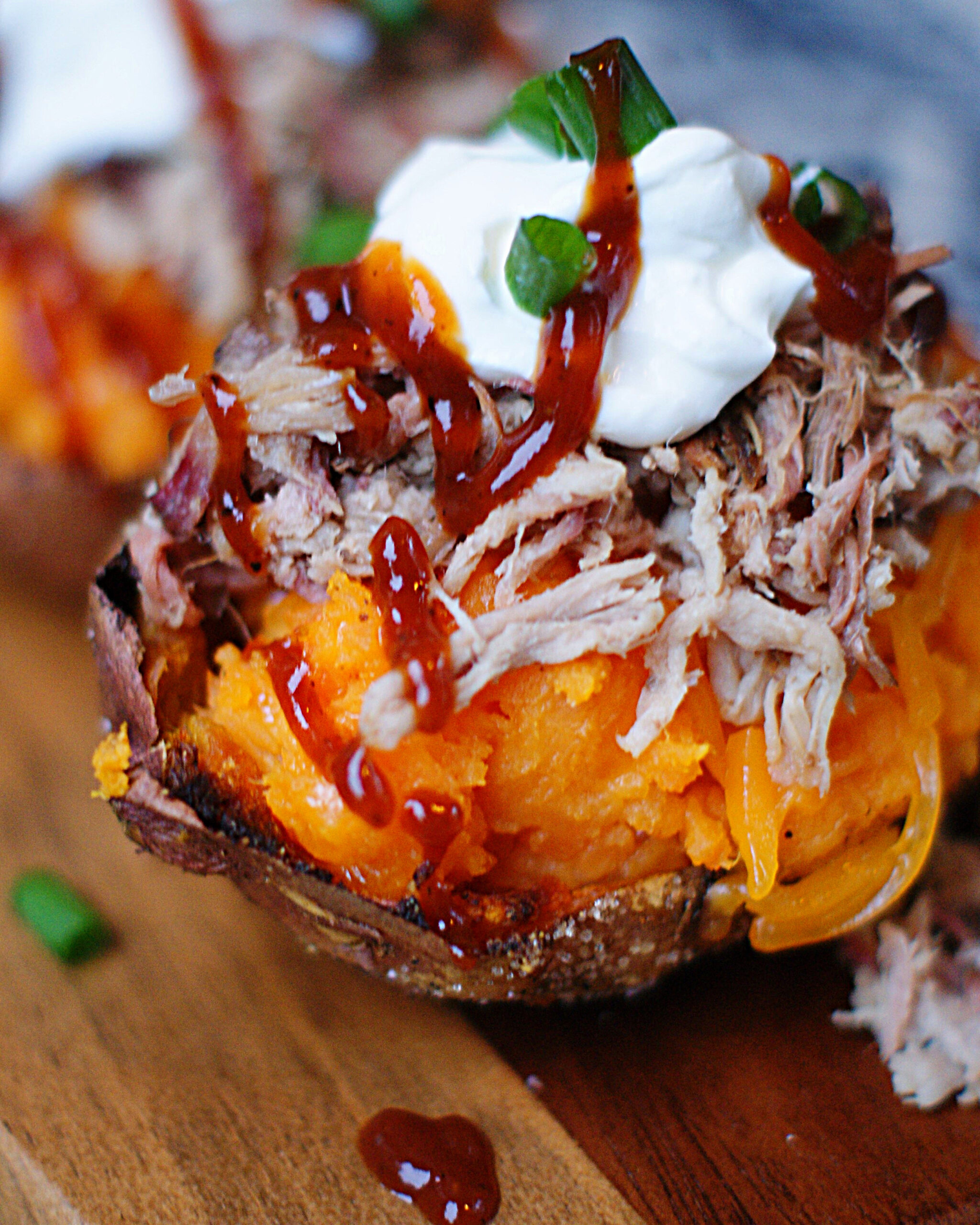 Loaded Sweet Potato Skins Up Close