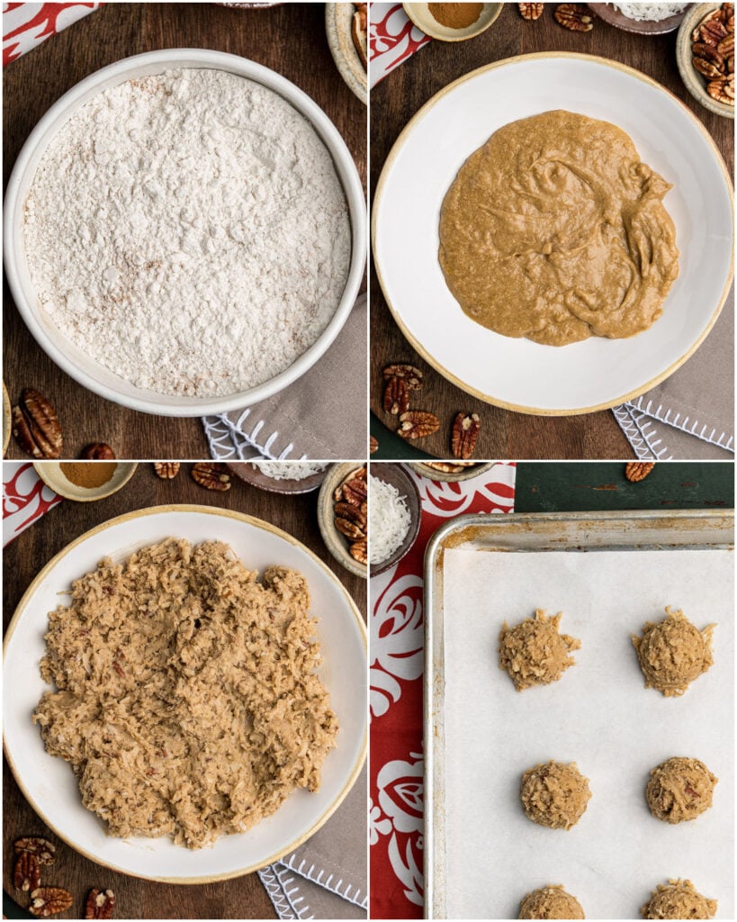 The 4 steps to making chewy coconut cookies so readers feel confident in each step of making the cookie dough.