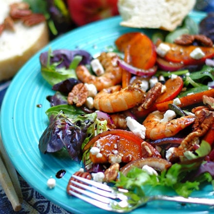 Marinated Peach & Shrimp Salad