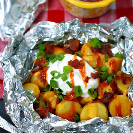 Cheesy BBQ Bacon Potato Foil Packets