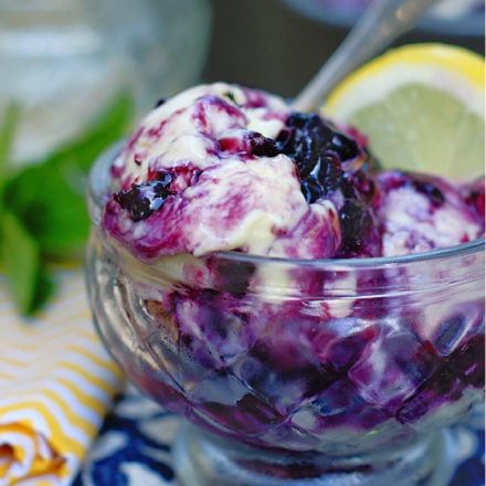 No Churn Blueberry Lemon Ice Cream close up