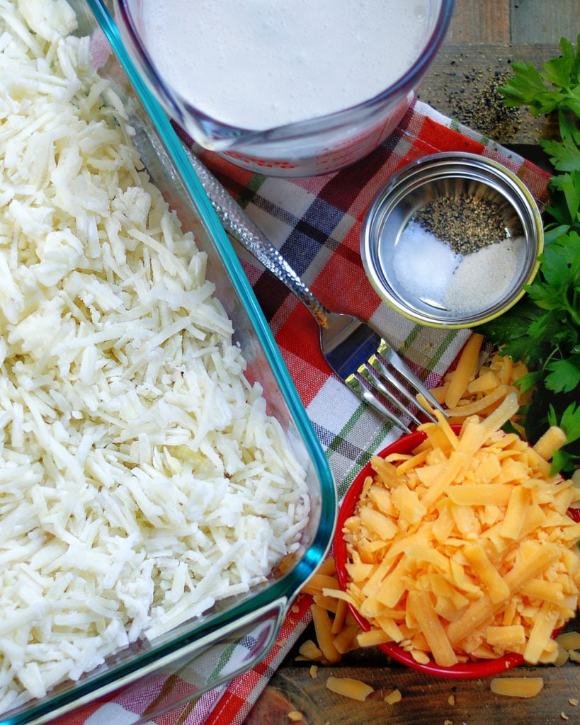 Cheesy Hashbrown Casserole ingredients with no canned soup included