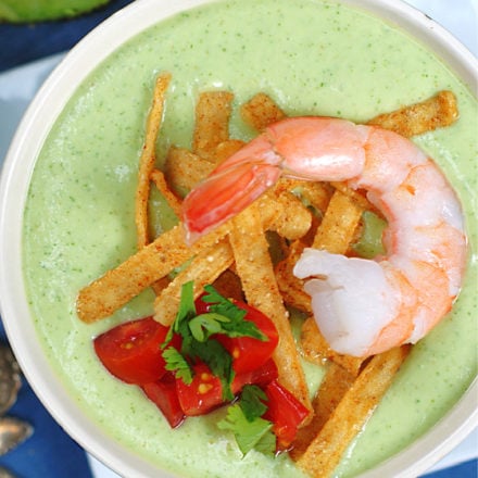 Chilled Avocado Soup Close up