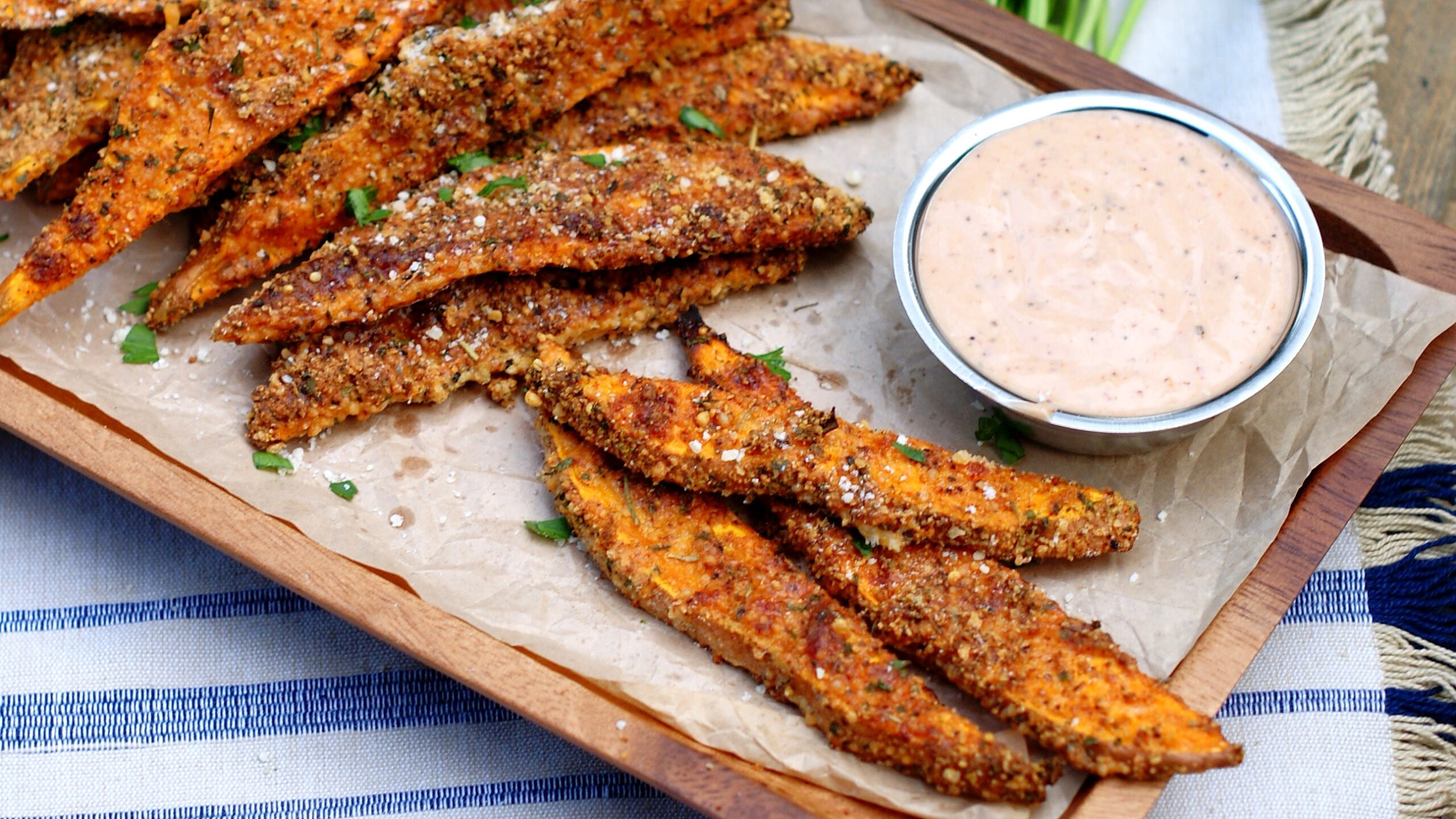 Garlic Parmesan Sweet Potato Wedges Southern Discourse