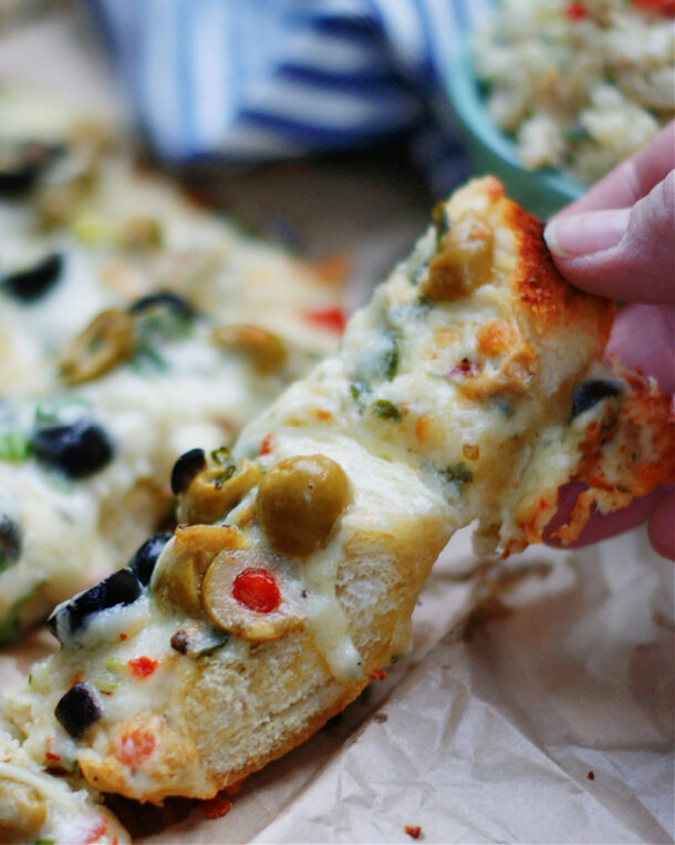 Easy Stuffed Olive Cheese Bread Southern Discourse