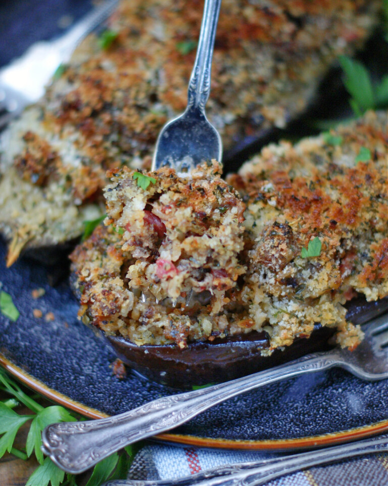 Italian Stuffed Eggplant with Sausage & Rice Southern Discourse