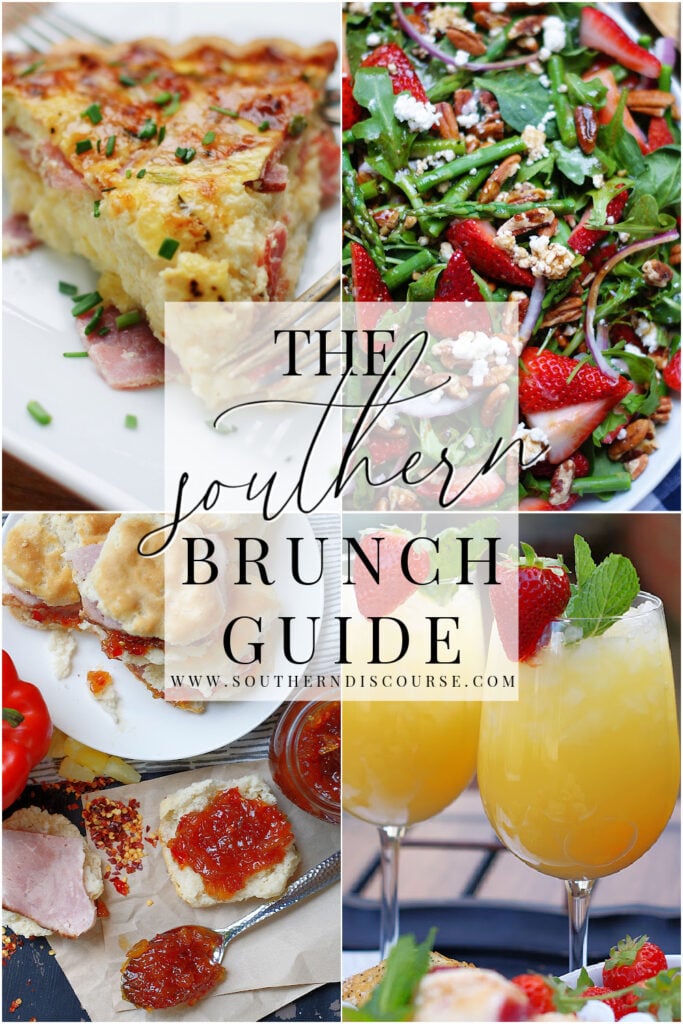 4 part title collage featuring recipes perfect for the ideal southern bunch party.