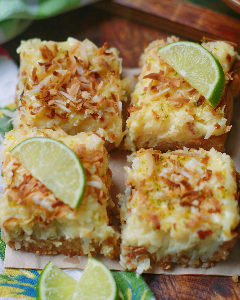 refreshing coconut lime citrus bars cut cleanly when cool and completely set.