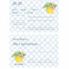 2 sided Southern Discourse recipe cards with blue lattice background and yellow apple design.