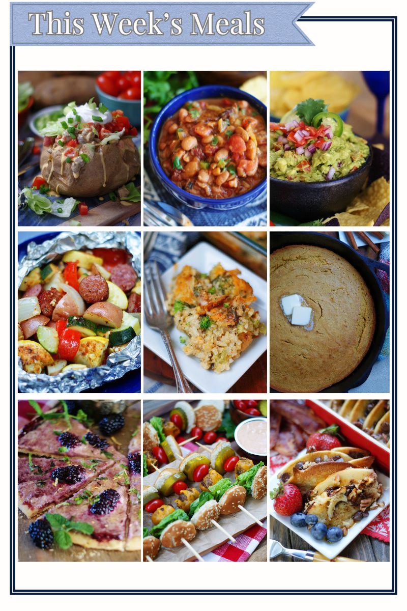 Collage of all the recipes featured as dinner ideas in this week's Monday Menu.