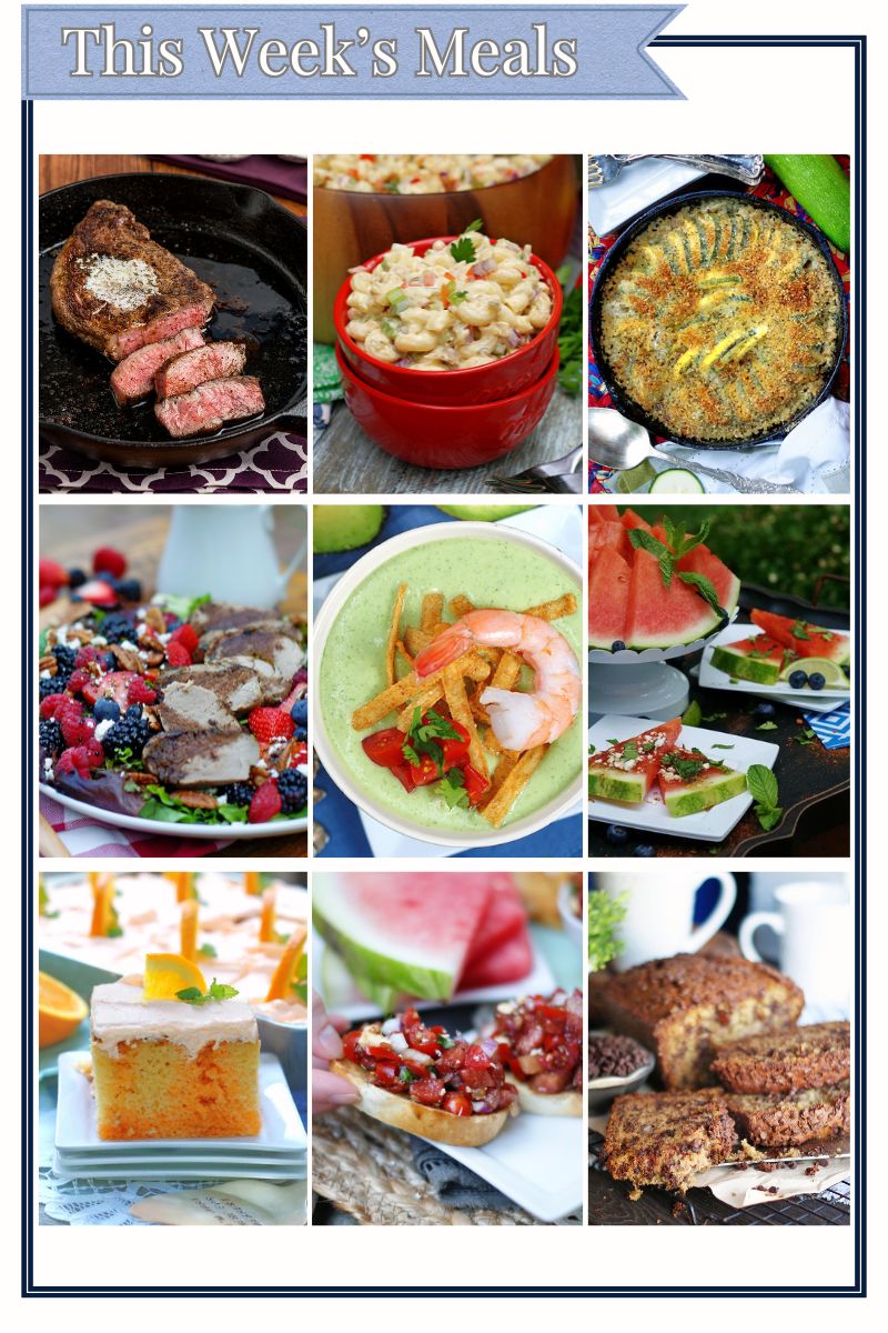 All 9 featured recipes for meal ideas this week arranged in a grid as a quick visual check of the meals.
