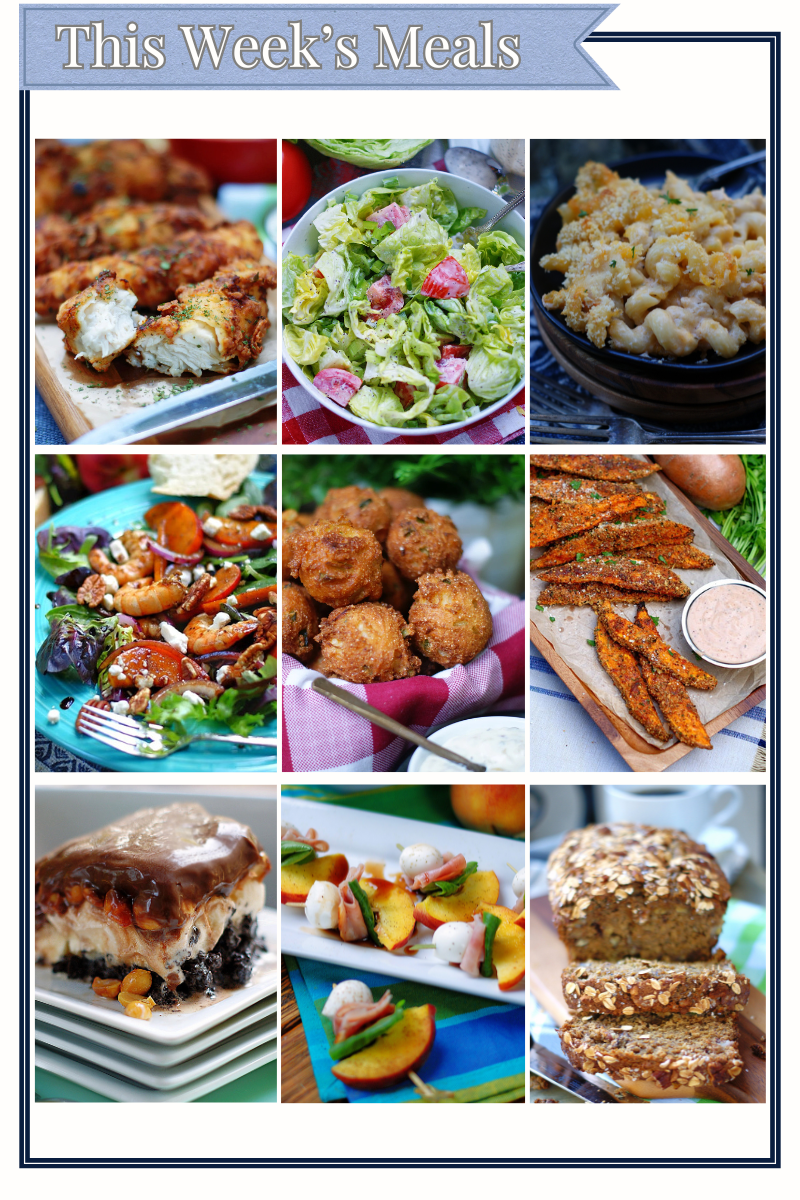 9 featured recipes in this week's meal plan ideas, including main dishes, side dishes, breakfast, dessert and snack.