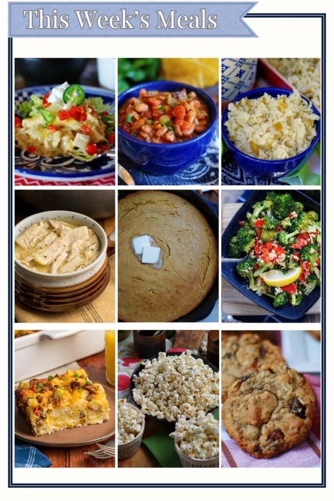 9 recipe photos in a grid, displaying the featured recipes for this week's meal plan.